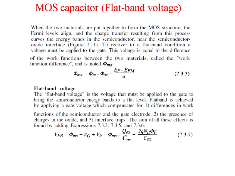 MOS capacitor (Flat-band voltage)